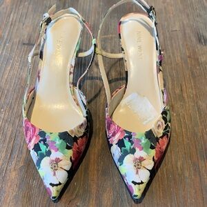 Nine West floral kitten heel sling back